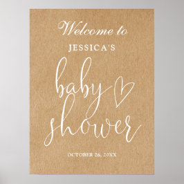 Rustieke geslachtsneutrale welkomstbord voor baby poster