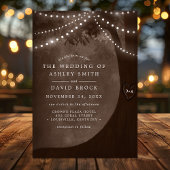 Rustieke gesneden boomsnaar lichtbruine bruiloft kaart