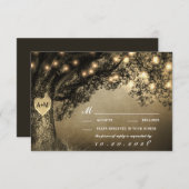  rustieke gesneden eiken boom bruiloft RSVP Kaarte (Voorkant / Achterkant)