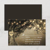  rustieke gesneden eiken boom bruiloft RSVP Kaarte Kaartje (Voorkant / Achterkant)