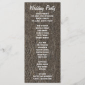 Rustieke gesneden eiken boom land bruiloft program programmakaart (Achterkant)