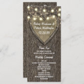 Rustieke gesneden eiken boom land bruiloft program programmakaart (Voorkant / Achterkant)