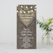 Rustieke gesneden eiken boom land bruiloft program programmakaart (Staand voorkant)