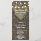 Rustieke gesneden eiken boom land bruiloft program programmakaart (Voorkant)