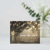  rustieke gesneden eikenboom bewaar de datumkaarte aankondigingskaart (Staand voorkant)