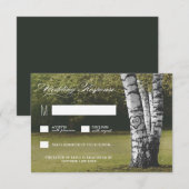 Rustieke gesneden hart berk boom bruiloft RSVP Kaa Kaartje (Voorkant / Achterkant)