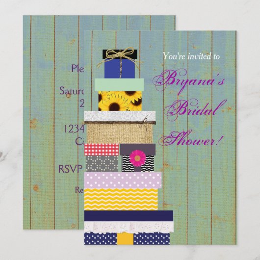 Rustieke gestapelde geschenken Vrijgezellenfeest c Kaart (Voorkant / Achterkant)