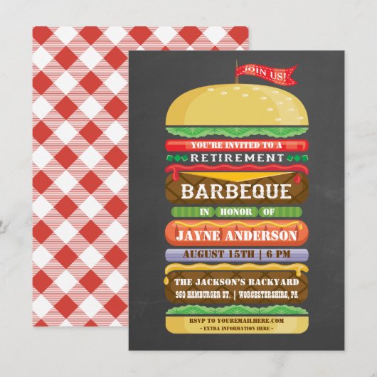 Rustieke Gestapelde Hamburger Pensioen BBQ Kaart (Voorkant / Achterkant)
