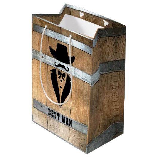 Rustieke getuige whiskey vat medium cadeauzakje (Achterkant Gekanteld)