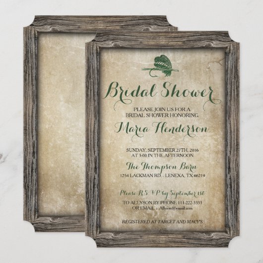 Rustieke Gevist lokken bruids douche uitnodiging (Voorkant / Achterkant)