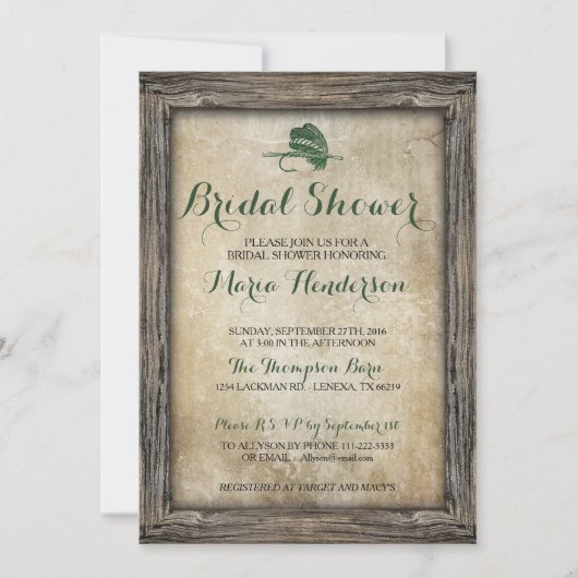 Rustieke Gevist lokken bruids douche uitnodiging (Voorkant)