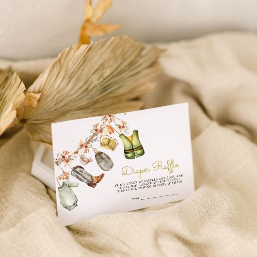 Rustieke Gevist waslijn Baby Luier Raffle Informatiekaartje