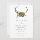 Rustieke Geweien Boho Zonnebloemen QR Code Bruilof Kaart (Voorkant)