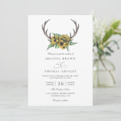 Rustieke Geweien Boho Zonnebloemen QR Code Bruilof Kaart (Staand voorkant)