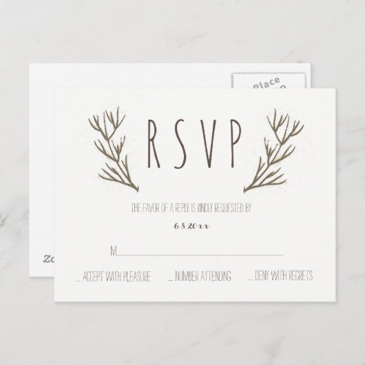 Rustieke geweien krans bruiloft RSVP briefkaarten (Voorkant / Achterkant)