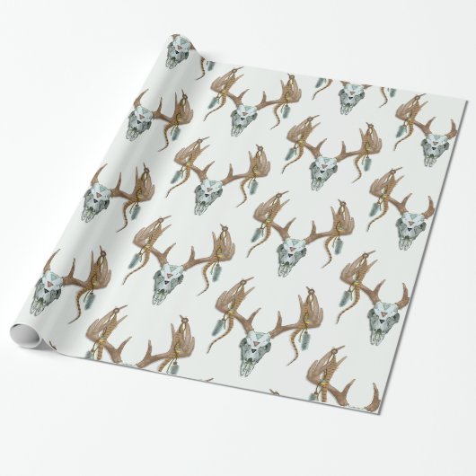 Rustieke geweien Native American Cadeaupapier (Uitgerold)