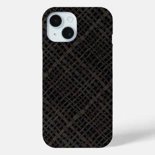 Rustieke Geweven Elegante Zwarte Burlap iPhone 15 Case