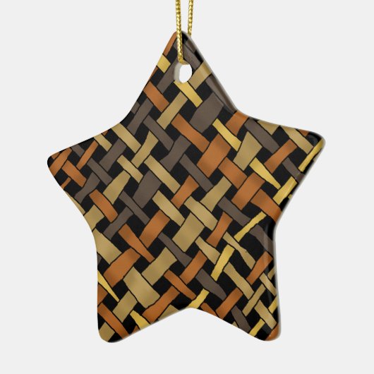 Rustieke Geweven Grafische Burlap Natuurlijke Kleu Keramisch Ornament (Links)