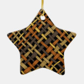 Rustieke Geweven Grafische Burlap Natuurlijke Kleu Keramisch Ornament (Achterkant)