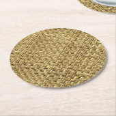 Rustieke geweven strotextuur ronde kartonnen onderzetter (Gebogen)
