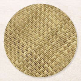 Rustieke geweven strotextuur ronde kartonnen onderzetter