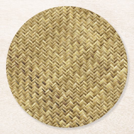 Rustieke geweven strotextuur ronde kartonnen onderzetter (Voorkant)