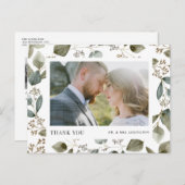 Rustieke gezaaide Eucalyptus Foto Trouw Dankjewel Briefkaart (Voorkant / Achterkant)