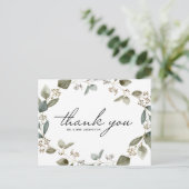 Rustieke gezaaide Eucalyptus Krans Bruiloft Bedank Briefkaart (Staand voorkant)