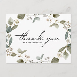 Rustieke gezaaide Eucalyptus Krans Bruiloft Bedank Briefkaart