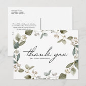 Rustieke gezaaide eucalyptuskrans bruiloft bedankt briefkaart (Voorkant / Achterkant)