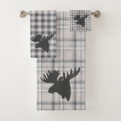 Rustieke gezellige boerderij Plaid Moose Silhouett Bad Handdoek (Insitu)