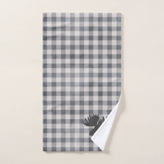 Rustieke gezellige boerderij Plaid Moose Silhouett Bad Handdoek (Handdoek)