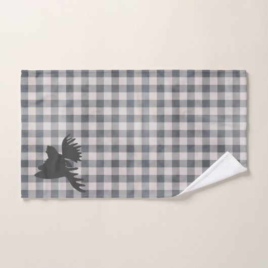 Rustieke gezellige boerderij Plaid Moose Silhouett Bad Handdoek (Handdoek)
