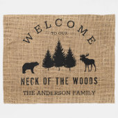 Rustieke Gezellige Cabin Welkom Familienaam Fleece Deken (Voorkant (Horizontaal))