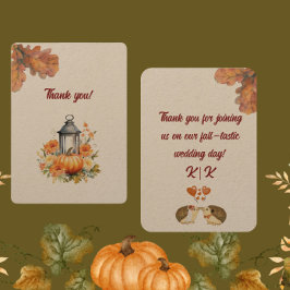 Rustieke & Gezellige Herfst bruiloft Flat Dank u C Bedankkaart