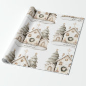 Rustieke gezellige kerst cadeaupapier (Uitgerold)