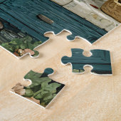 Rustieke gezellige kookscène met hond legpuzzel (Zijkant)