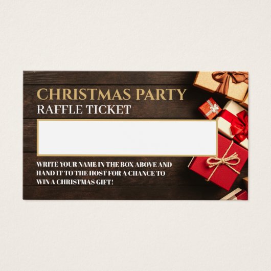 Rustieke Gift Box, Kerst Raffle Ticket Visitekaartje (Voorkant)