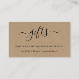 Rustieke Gift Registry Invoegen / Uitnodigingsbijl Informatiekaartje