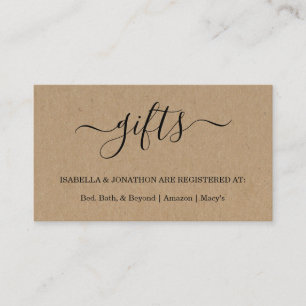 Rustieke Gift Registry Invoegen / Uitnodigingsbijl Informatiekaartje