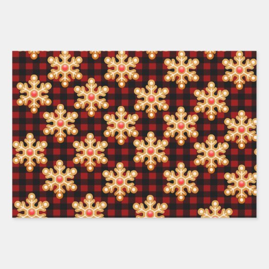 Rustieke Gingerbread Cookies & Buffalo Check Plaid Inpakpapier Vel (Voorkant)