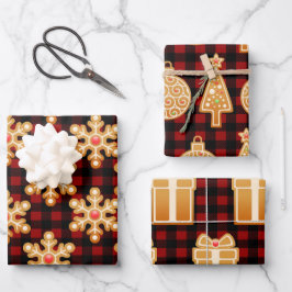 Rustieke Gingerbread Cookies & Buffalo Check Plaid Inpakpapier Vel