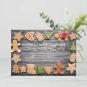 Rustieke Gingerbread Holiday Cookie Exchange Kaart (Staand voorkant)