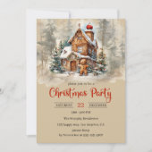 Rustieke Gingerbread House Christmas Party Kaart (Voorkant)