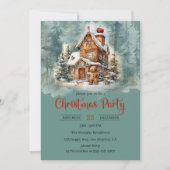 Rustieke Gingerbread House Christmas Party Kaart (Voorkant)