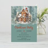 Rustieke Gingerbread House Christmas Party Kaart (Staand voorkant)