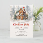 Rustieke Gingerbread House Christmas Party Kaart (Staand voorkant)