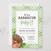 Rustieke Gingham Barbecue Baby Shower Kaart (Voorkant)