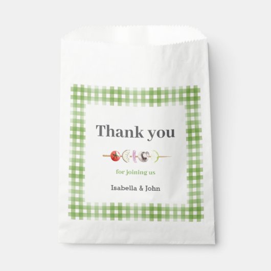 Rustieke Gingham Dank Je Wel Baby Shower Bedankzakje (Voorkant)
