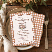 Rustieke Gingham Friendsgiving Thanksgiving-diner Kaart